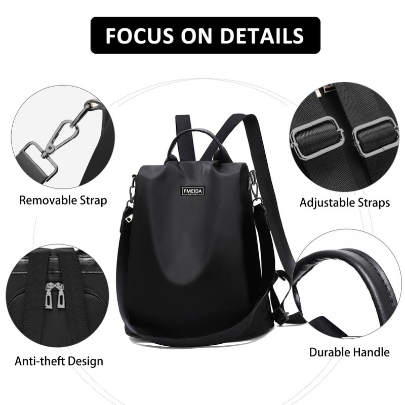 Fmeida Large Travel Backpack for Women Waterproof Back Pack Black Shoulder Bag Fashion Backpack Purse Anti-Theft Daypack for College Work - Image 3